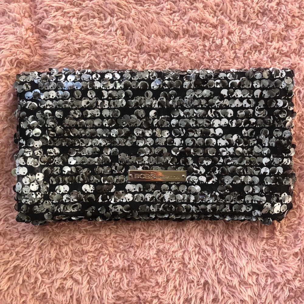 BCBGeneration Black Sequin Clutch